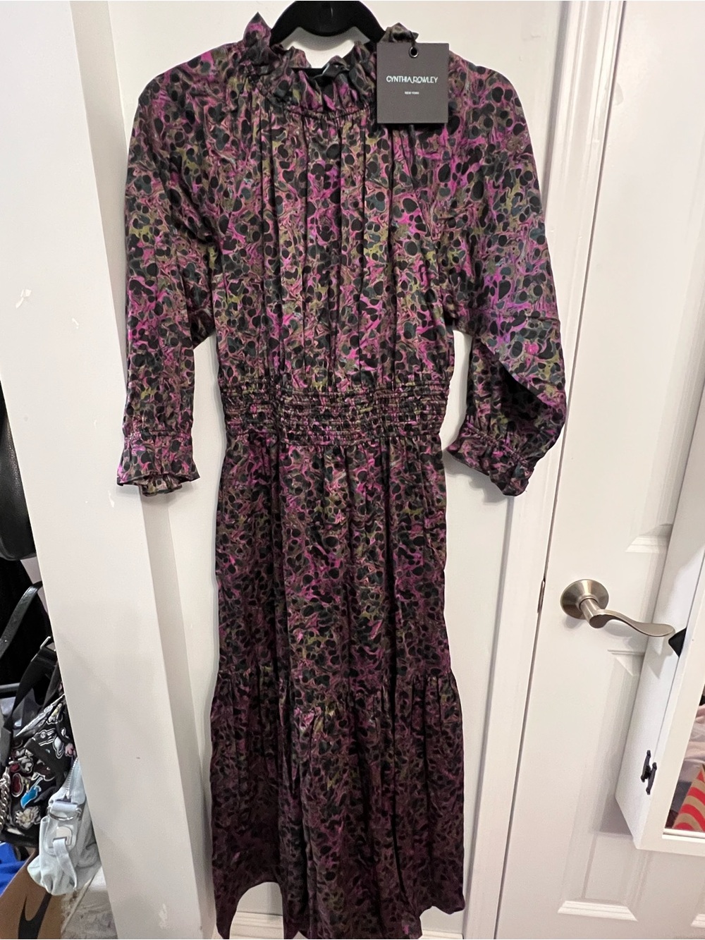 Cynthia Rowley Floral Shirred Waist Midi Dress; L; NWT